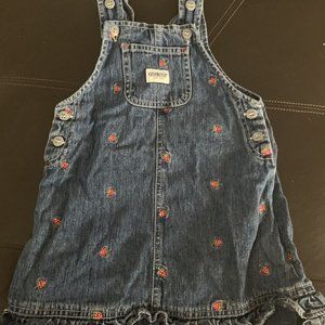 Vintage OSHKOSH Rare Baby Blue Denim Strawberry Overalls "Discontinued"